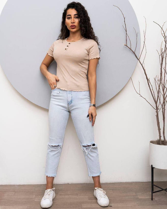 تیشرت زنانه ۳ دکمه ژور فری سایز (36_44)