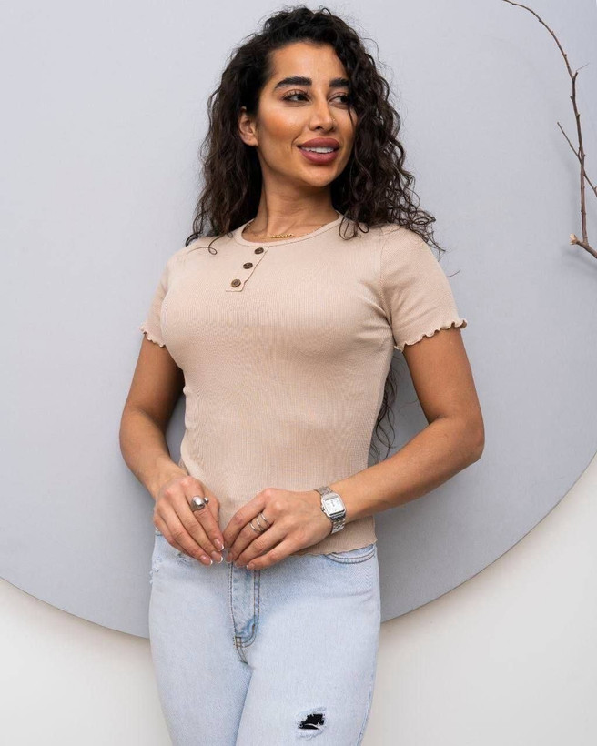 تیشرت زنانه ۳ دکمه ژور فری سایز (36_44)