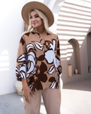 شومیز زنانه سه دکمه ویسکوز نخ (فری سایز۳۸ _ ۴۶).