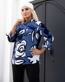 شومیز زنانه سه دکمه ویسکوز نخ (فری سایز۳۸ _ ۴۶).