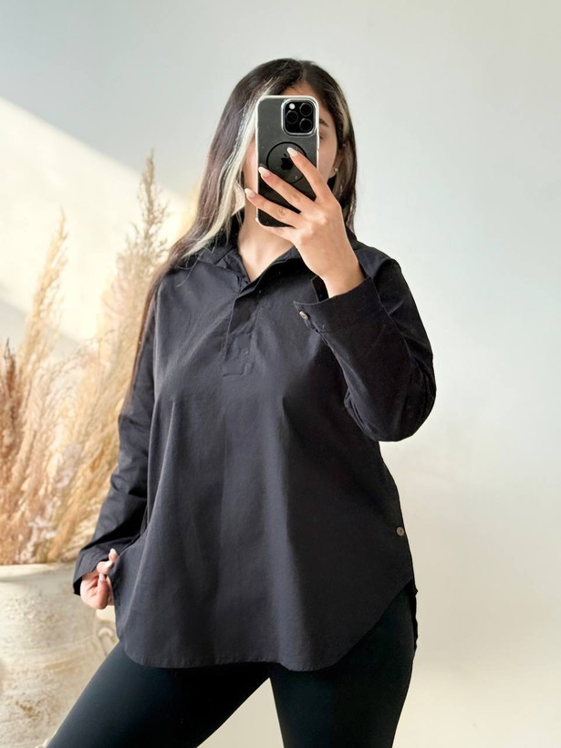 شومیز زنانه جلو بسته لنین (فری سایز ۳۸_۴۶)