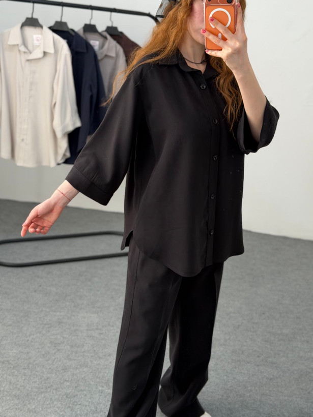 ست شومیز و شلوار سیلک زنانه فری سایز تا