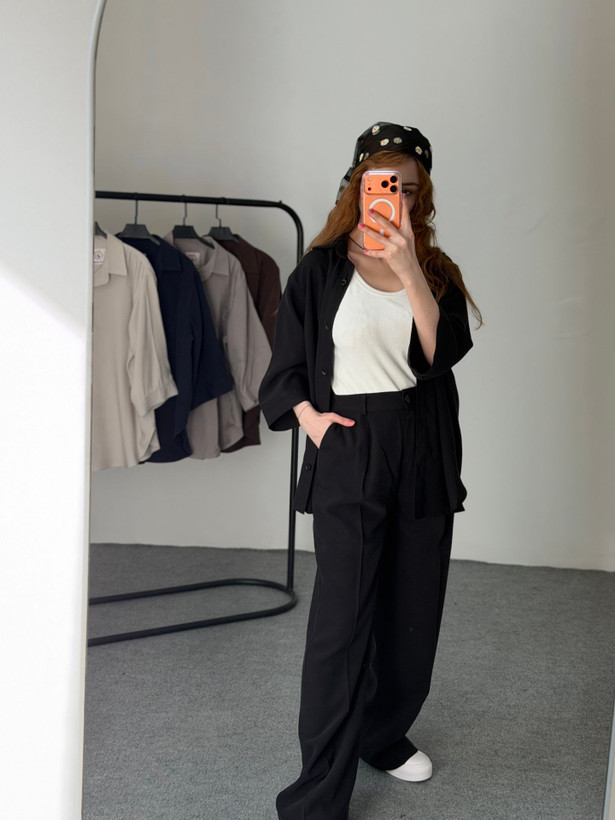 ست شومیز و شلوار سیلک زنانه فری سایز تا