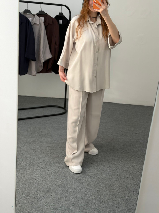 ست شومیز و شلوار سیلک زنانه فری سایز تا