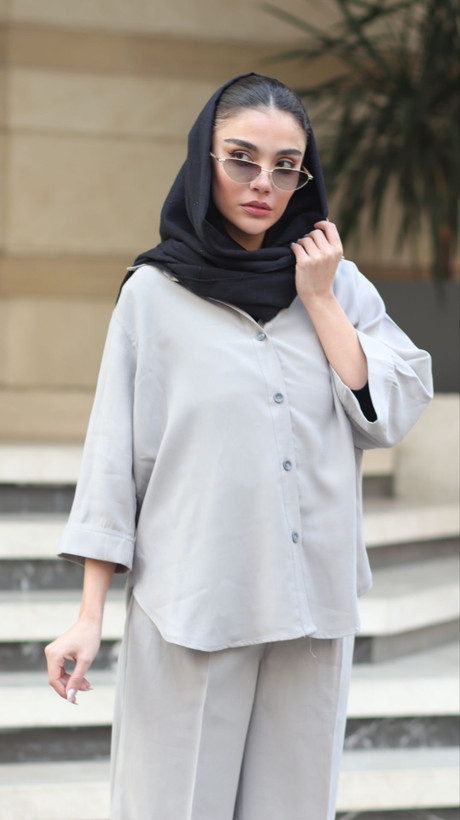 ست شومیز و شلوار سیلک زنانه فری سایز تا