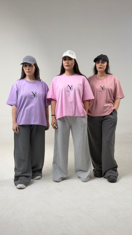 تی شرت سوپر نخ زنانه باکسی فری سایز