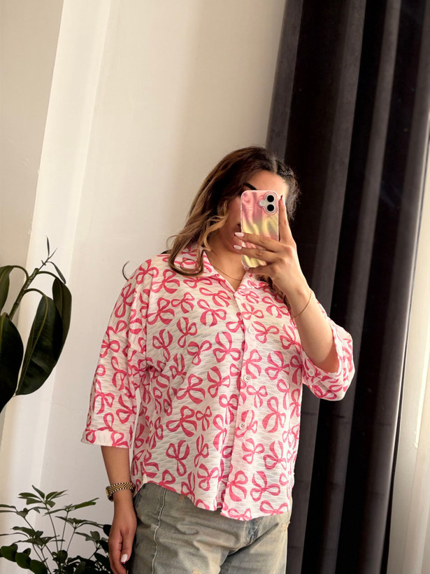 شومیز زنانه بنری لیزری پاپیونی