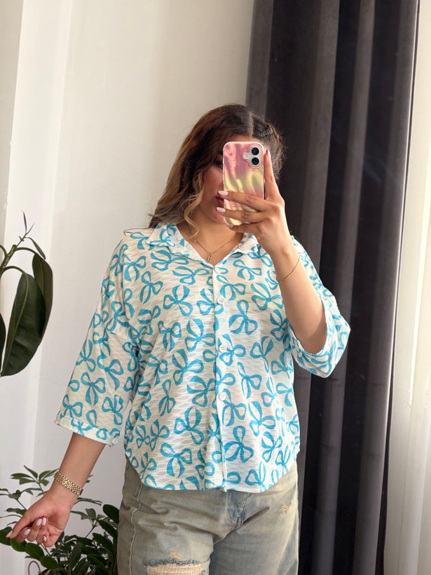 شومیز زنانه بنری لیزری پاپیونی