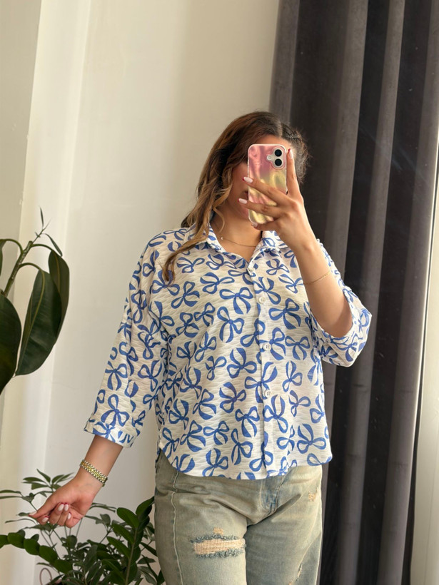 شومیز زنانه بنری لیزری پاپیونی