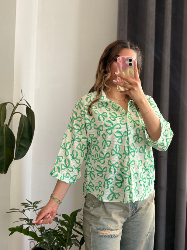 شومیز زنانه بنری لیزری پاپیونی