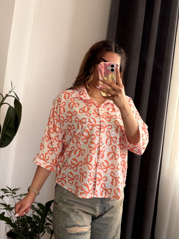 شومیز زنانه بنری لیزری پاپیونی