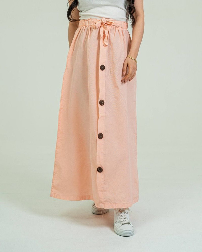 دامن لنین جلو دکمه فری سایز