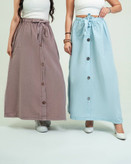 دامن لنین جلو دکمه فری سایز