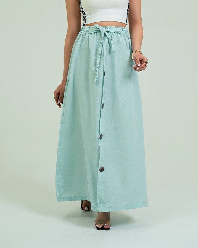 دامن لنین جلو دکمه فری سایز