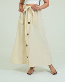 دامن لنین جلو دکمه فری سایز