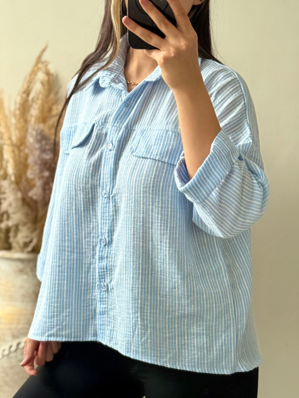 شومیز راه راه دخترانه فری سایز