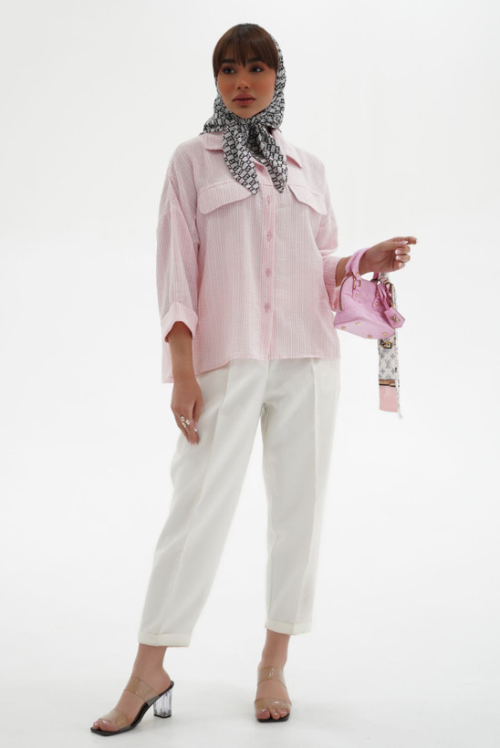 شومیز راه راه دخترانه فری سایز