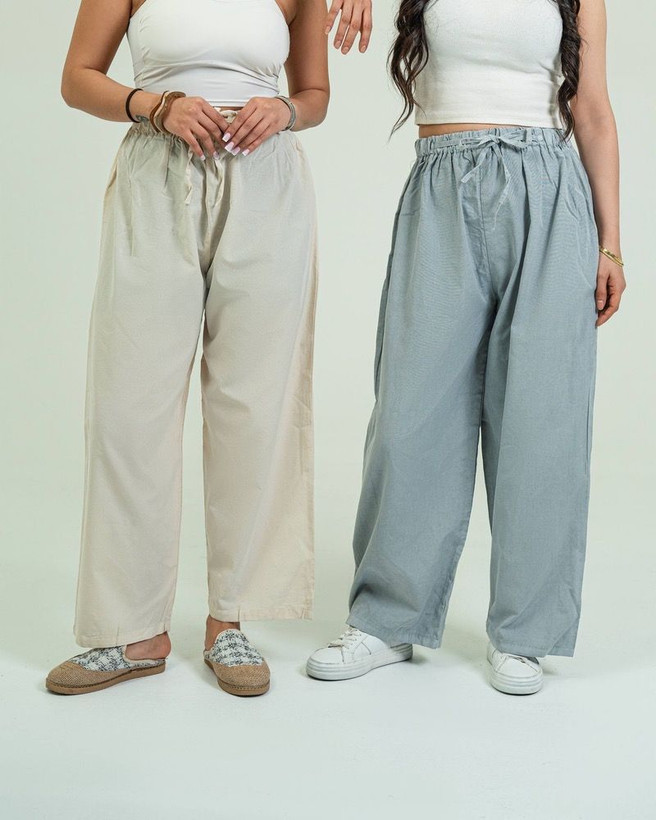 شلوار زنانه راسته لنین فری سایز