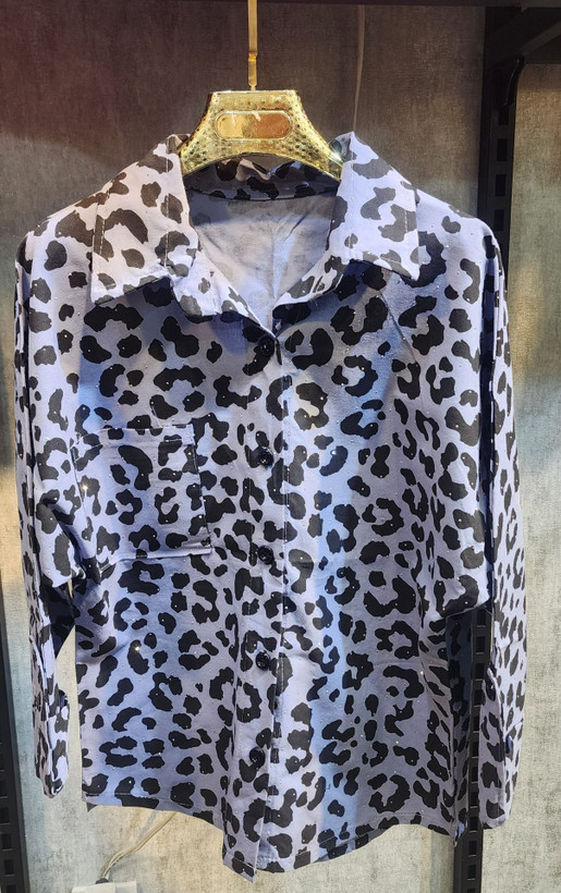 شومیز پلنگی نگین دار فری سایز