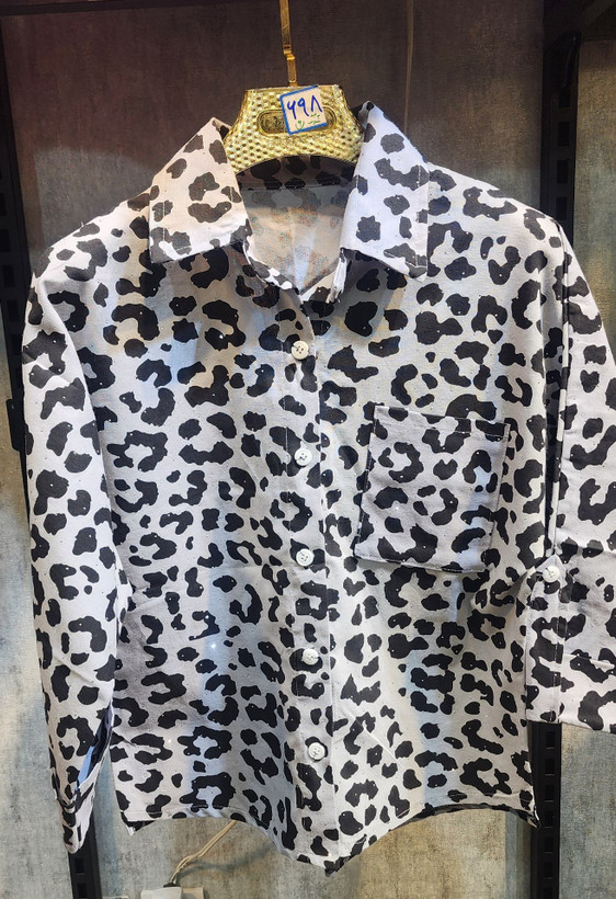 شومیز پلنگی نگین دار فری سایز