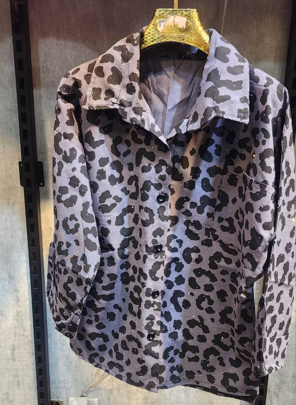 شومیز پلنگی نگین دار فری سایز