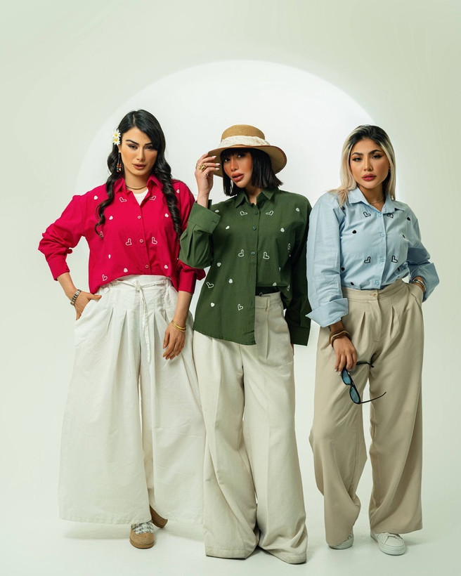 شومیز لنین با گلدوزی قلب ( فری سایز)