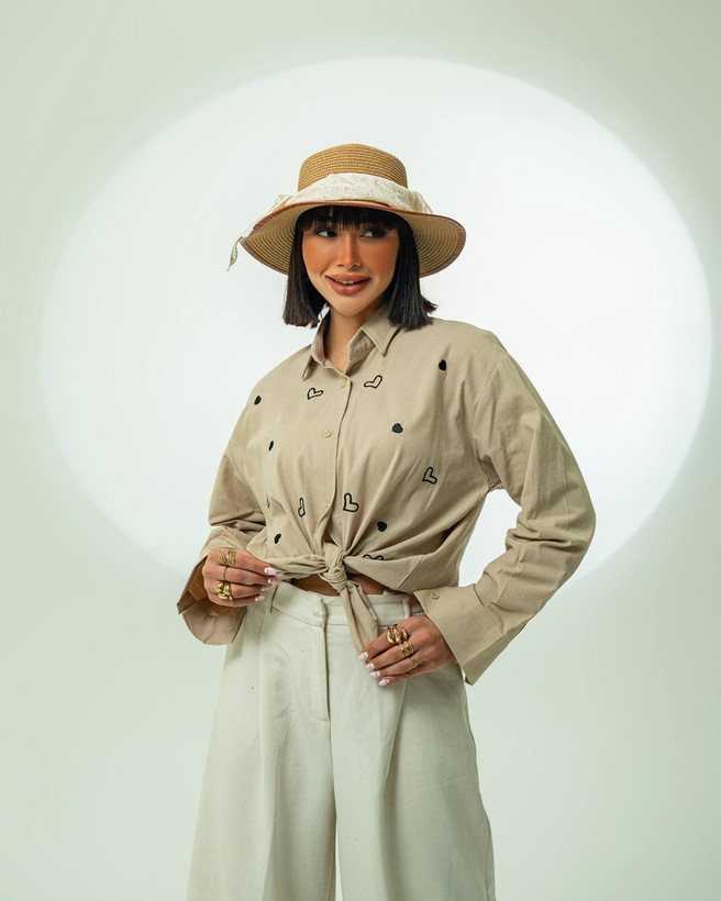 شومیز لنین با گلدوزی قلب ( فری سایز)