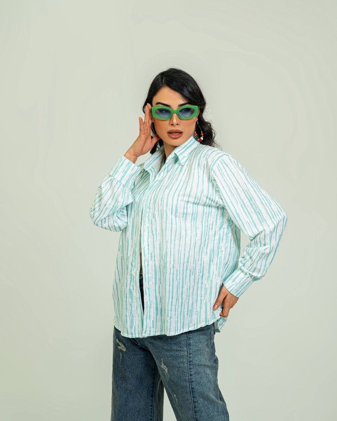 شومیز چاپی راه راه طرح ترک ( فری سایز)