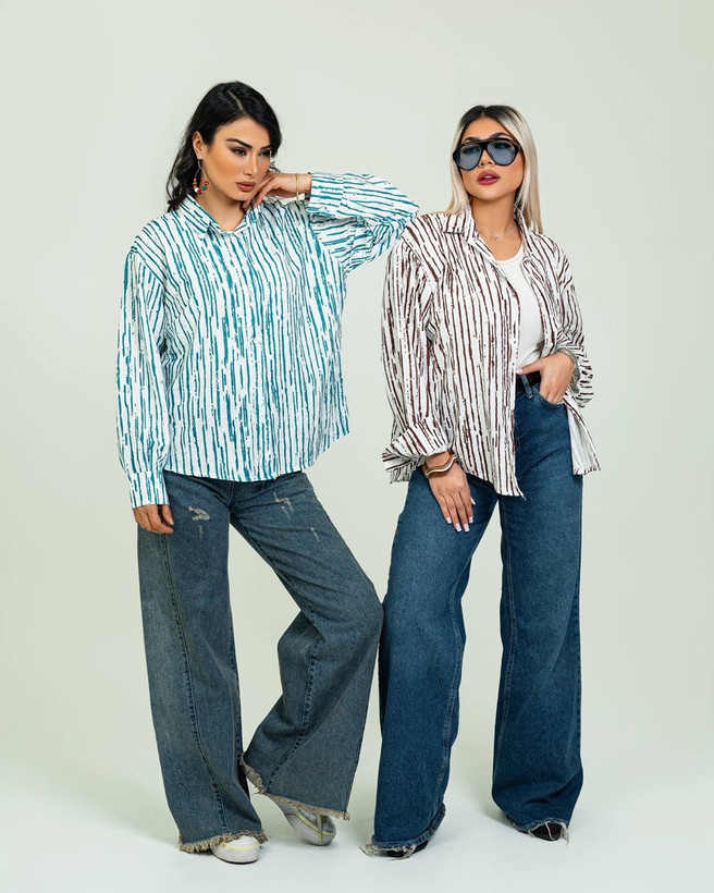 شومیز چاپی راه راه طرح ترک ( فری سایز)