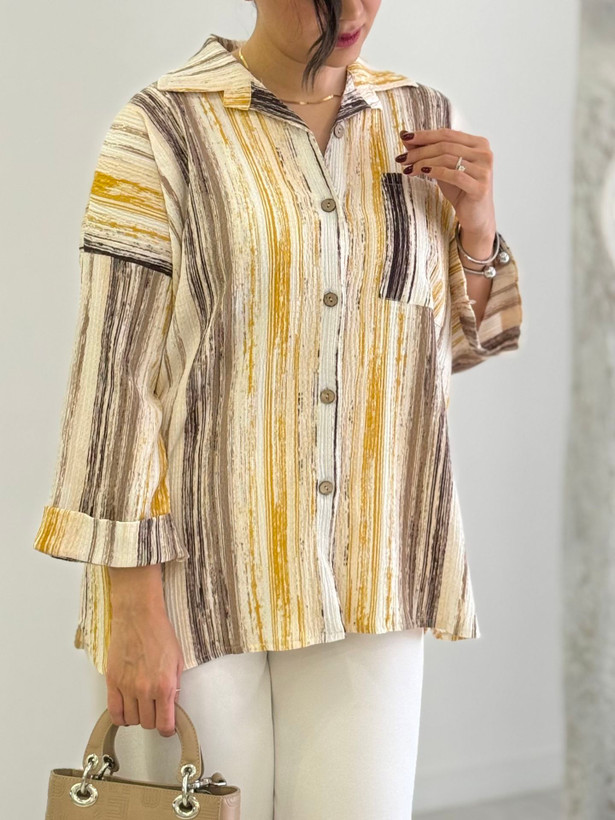 شومیز راه راه طرح ترک ( فری سایز)