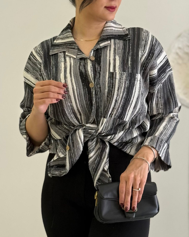 شومیز راه راه طرح ترک ( فری سایز)