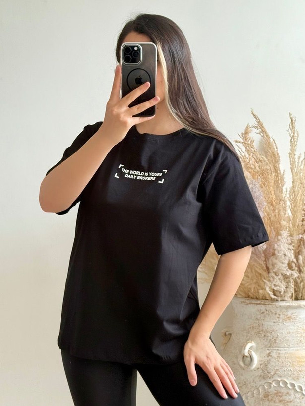 تی شرت زنانه قواره دار باکسی ( فری سایز