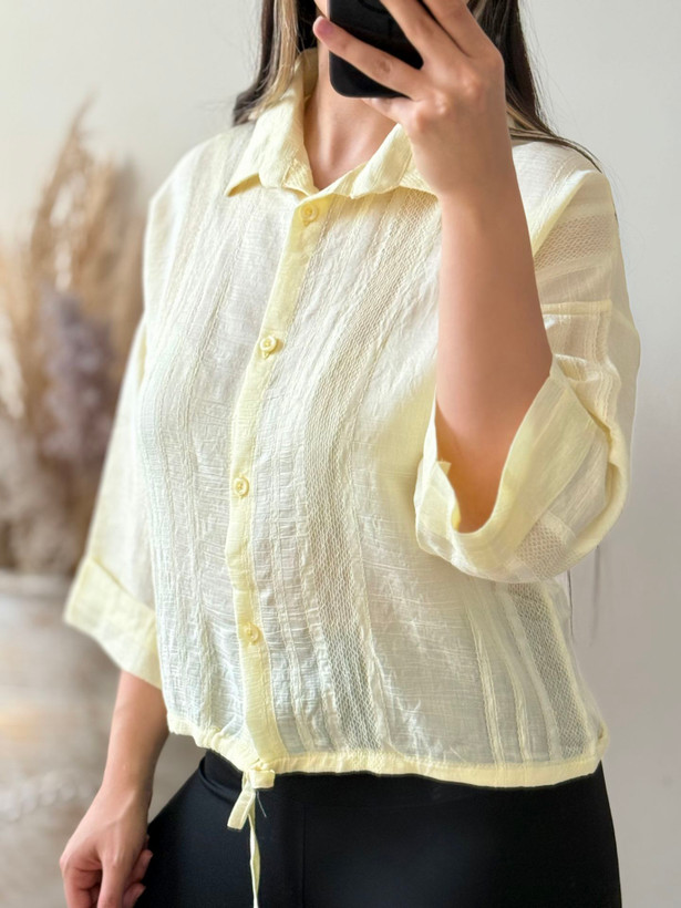 شومیز کراپ زنانه پایین لیفه دار فری سایز