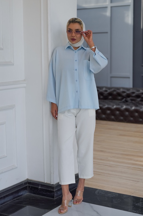 تونیک السا آستین دکمه ای ( فری سایز تا 46)