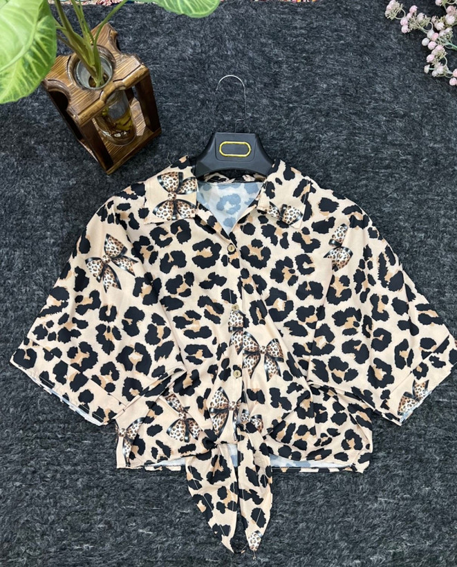 شومیز گره ای پلنگی فری سایز