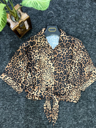 شومیز گره ای پلنگی فری سایز