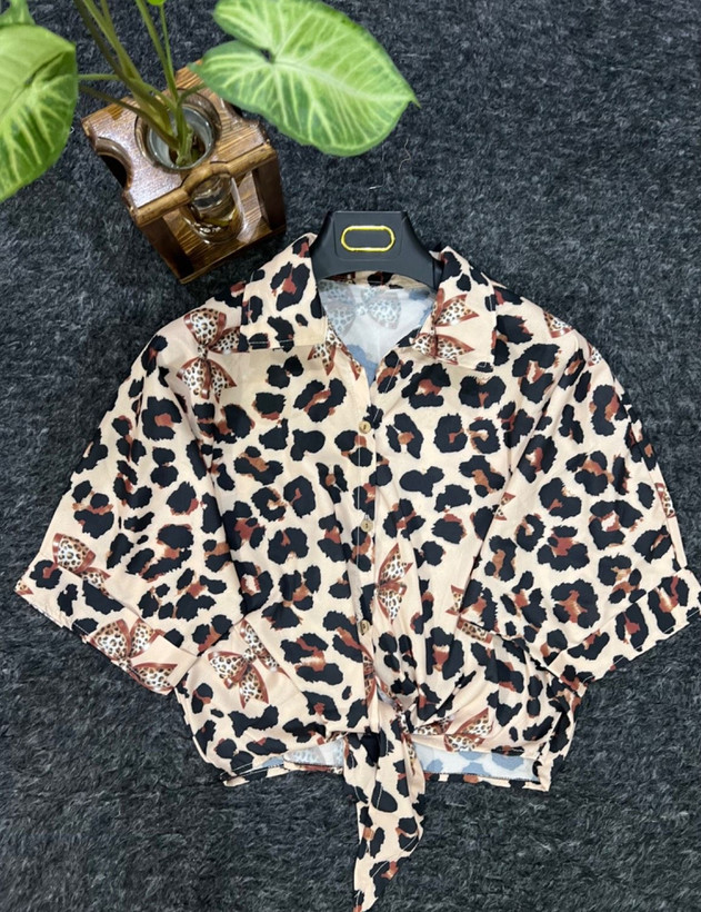 شومیز گره ای پلنگی فری سایز