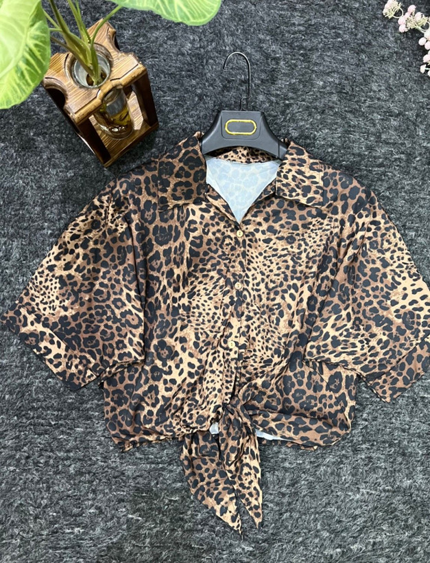 شومیز گره ای پلنگی فری سایز