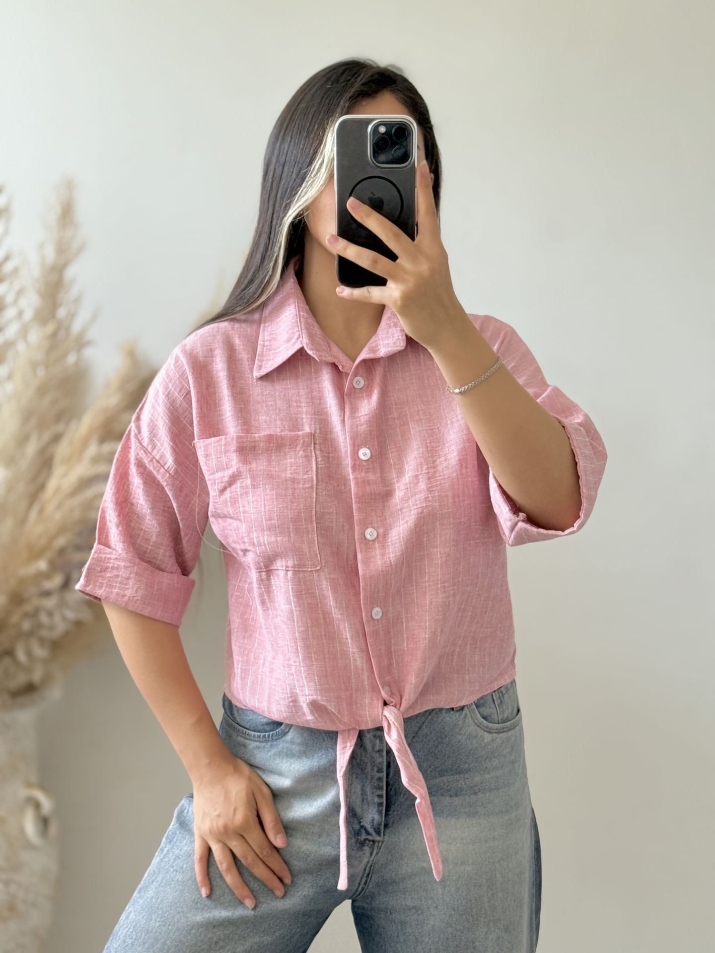 شومیز جلو گره ای شاین دار ( فری سایز 38_44)