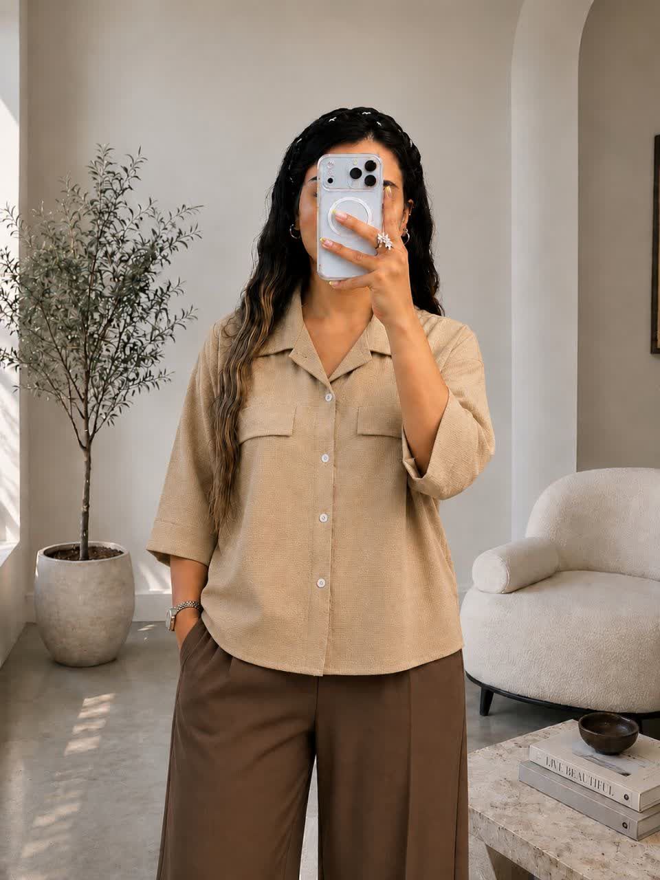 شومیز زنانه باکسی (فری سایز ۳۸_۴۶)